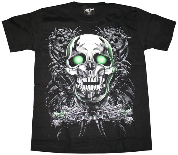 Rock Chan Glow-In-The-Dark Tribal Skull T-shirt – AppDev Shop Rock Chan Glow-In-The-Dark Tribal Skull T-shirt – AppDev Shop